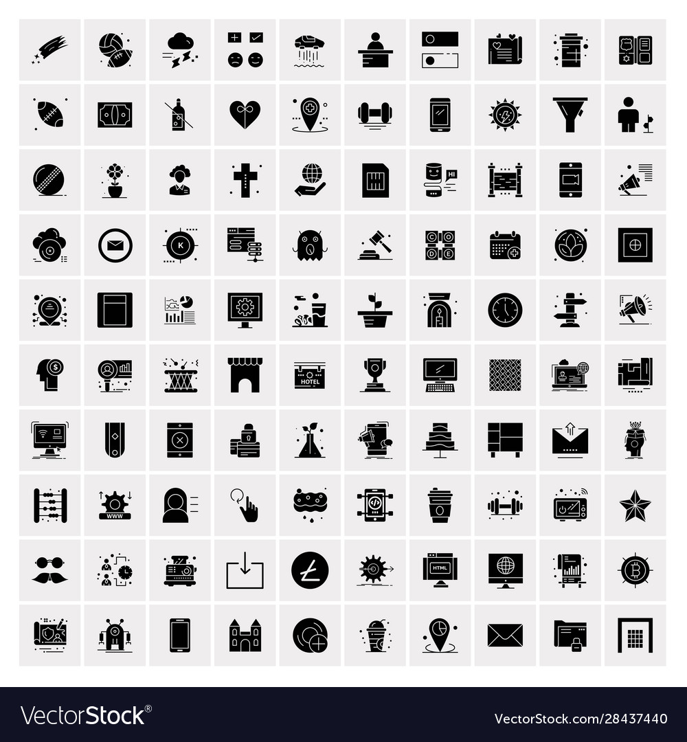 100 solid business icons for web and print