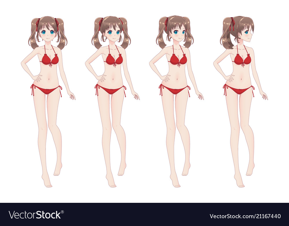 Beautiful anime manga girl in bikini