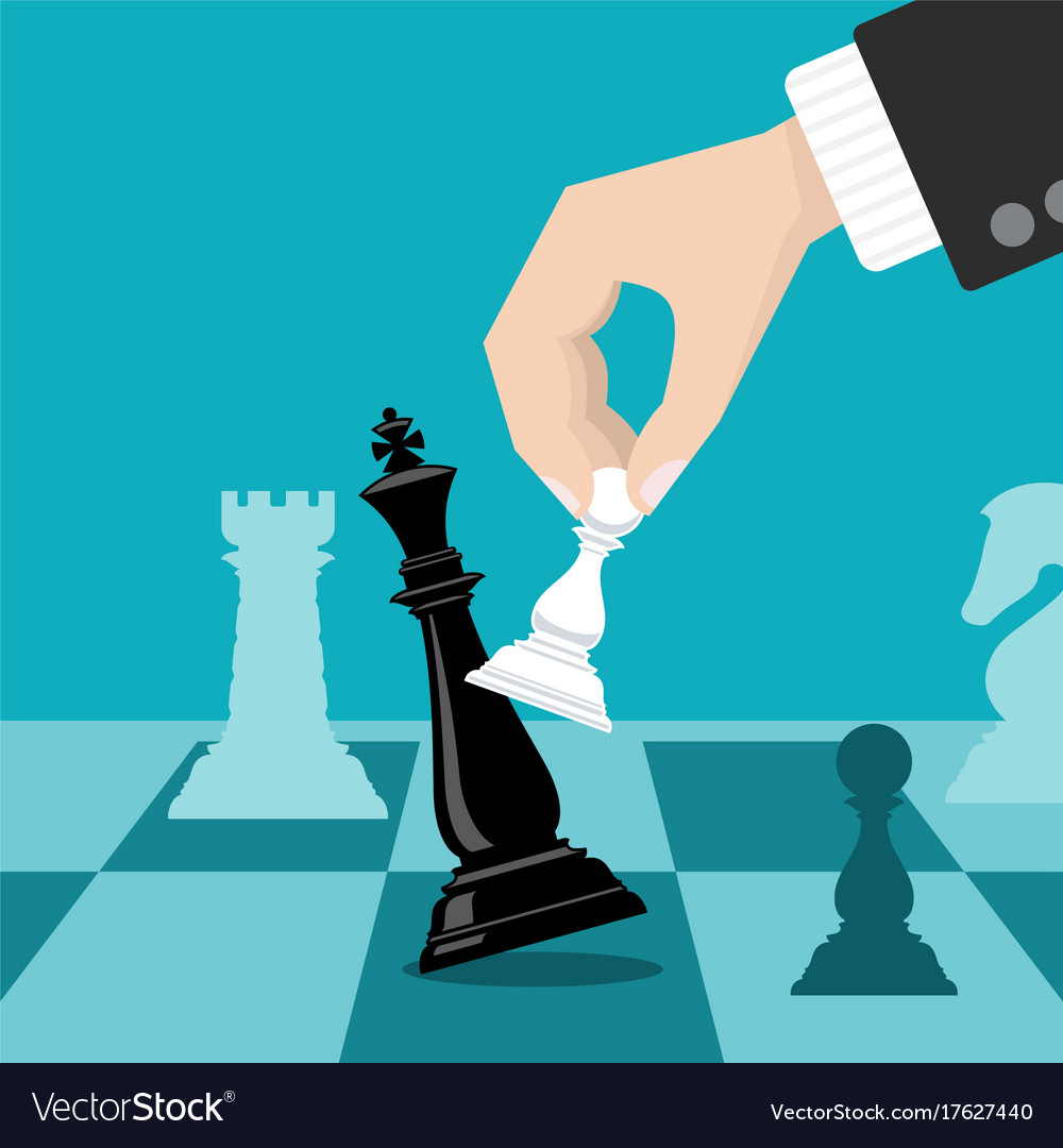 queen take a checkmate on chess board game. concept of business