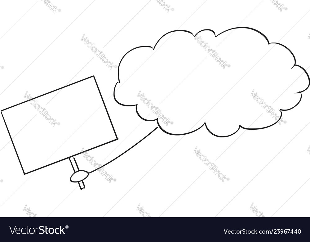 Cartoon of cloud holding empty sign as message