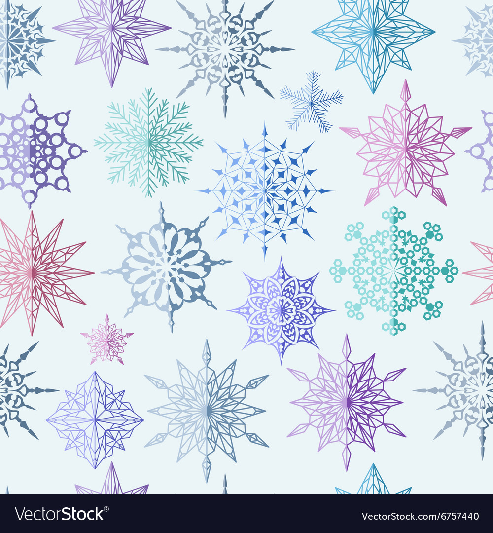 Colored snowflake seamless pattern
