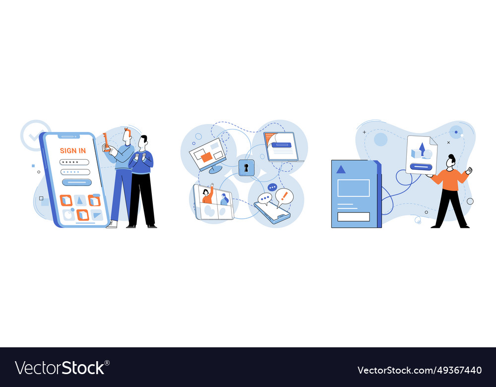Database security protection ensures vector image Database security protection ensures