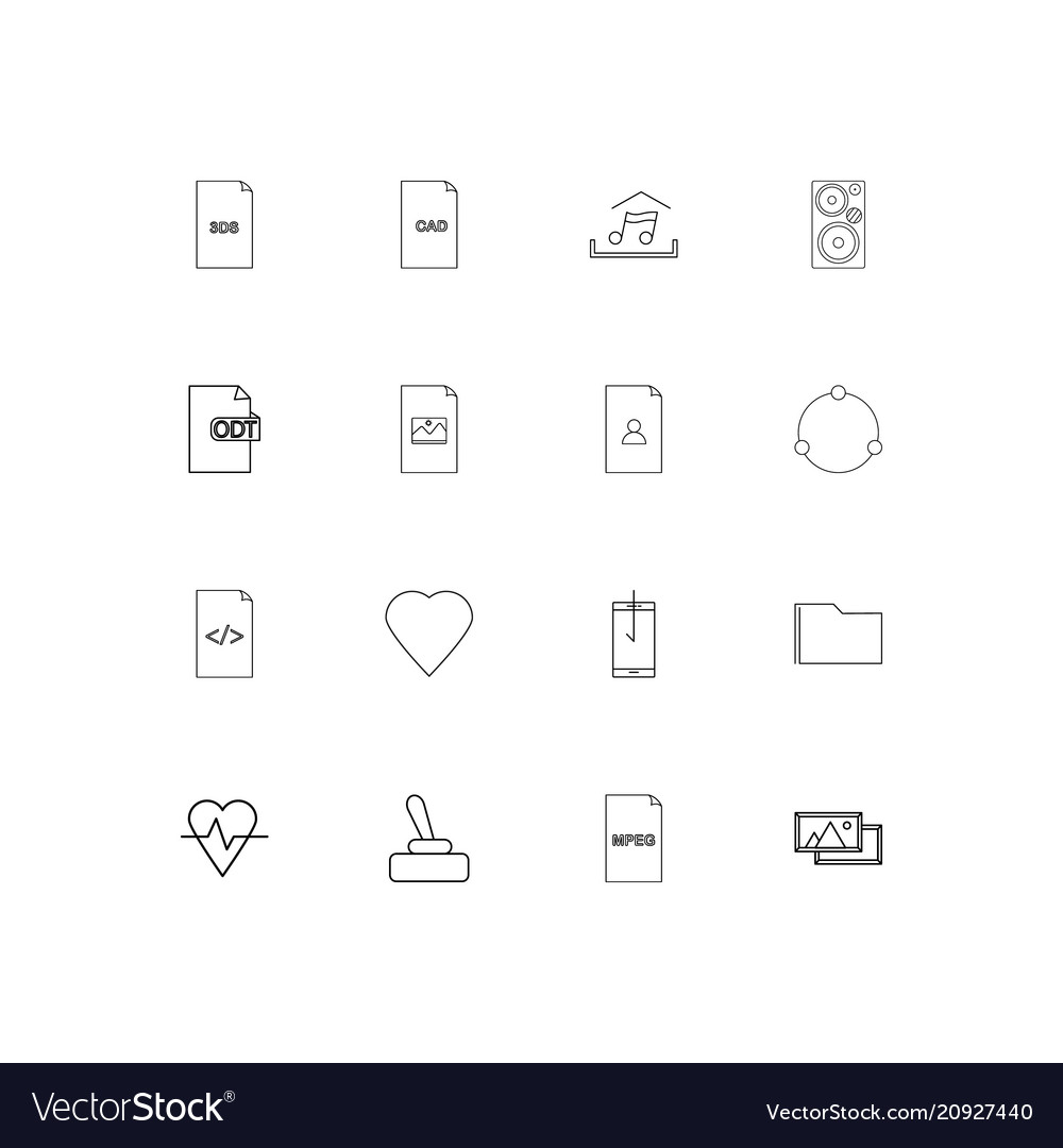 Files and folders sign linear thin icons set