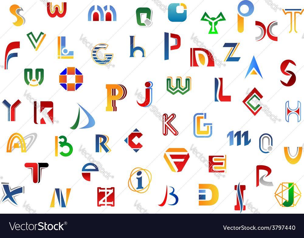 Full alphabet letters set Royalty Free Vector Image