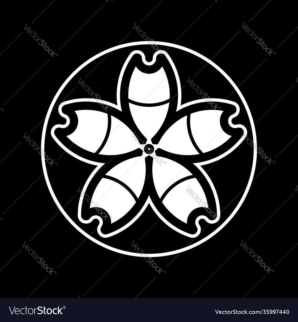 Geometric modern japanese kamon with five flower Vector Image