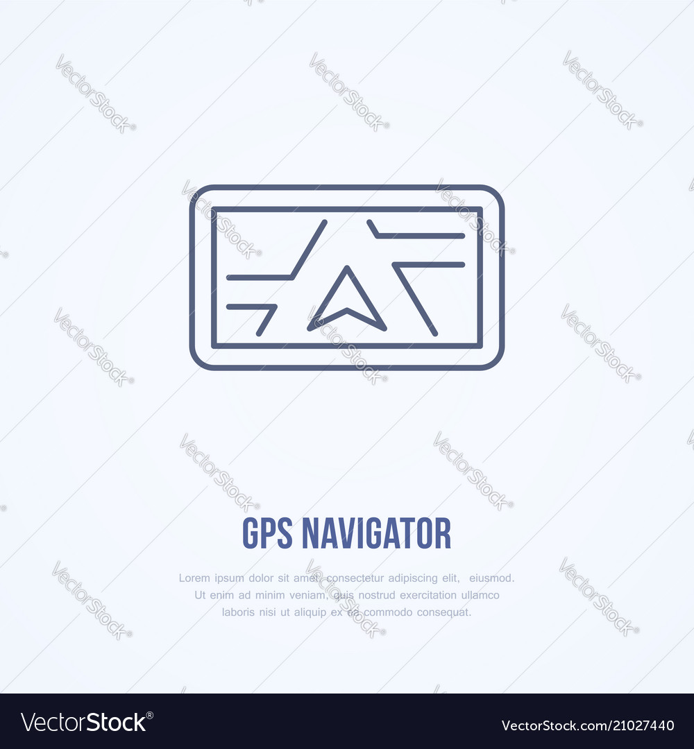 Gps navigator flat line icon navigation