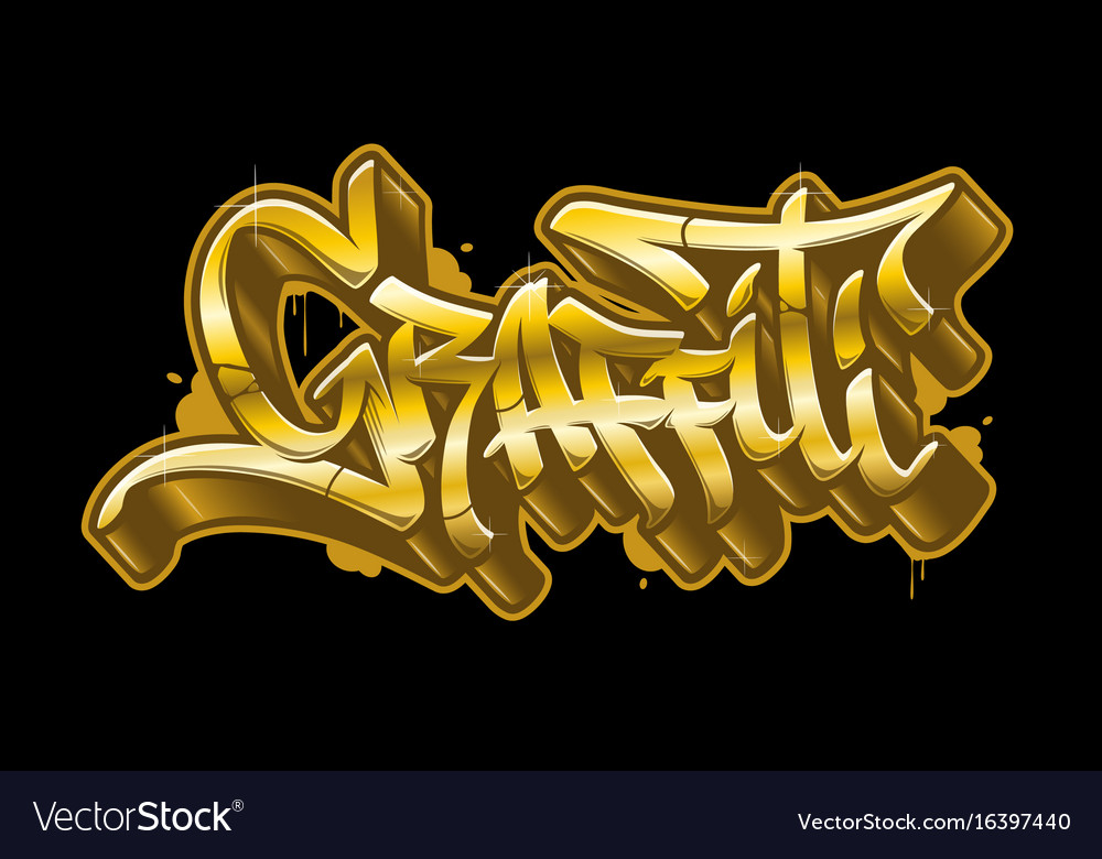 Graffiti word in golden style gold text