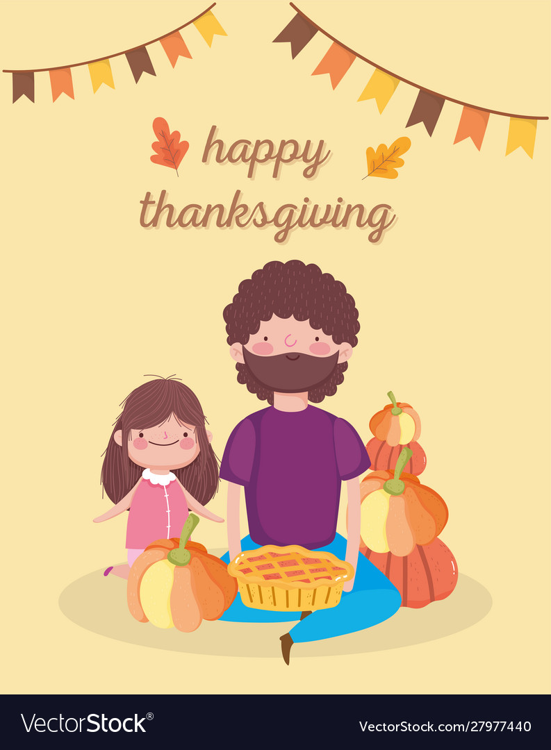 Happy Thanksgiving Daughter Images Happy Thanksgiving Day Father And Daughter Vector Image