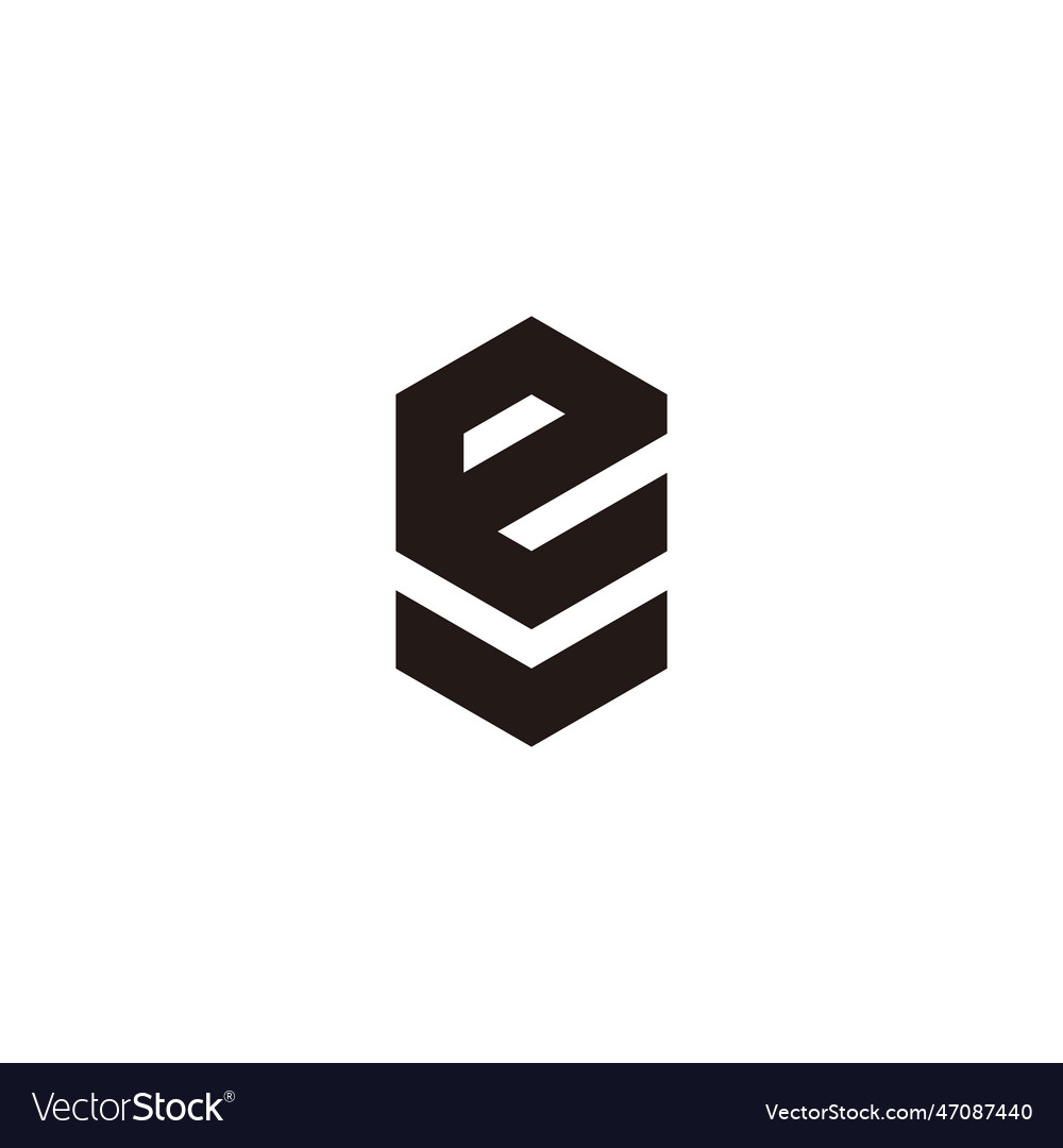 Letter ev ve e v hexagon geometric symbol simple