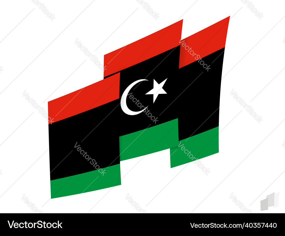 Libya flag in an abstract ripped design modern Vector Image