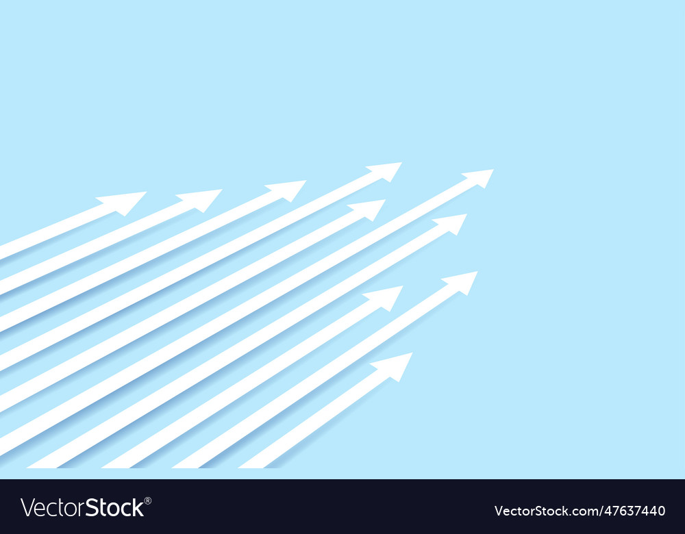 Minimal white arrow up to growth creative concept