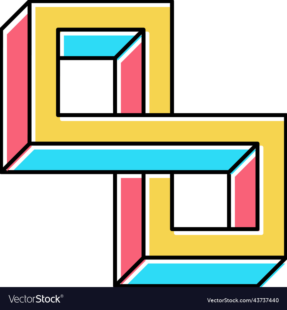 Optical impossible geometric shape color icon Vector Image