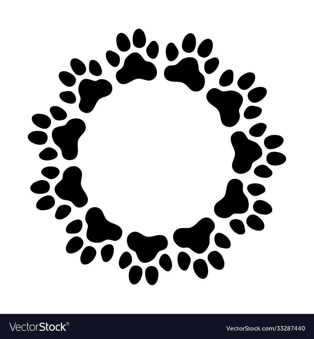 Paw Print Round Frame