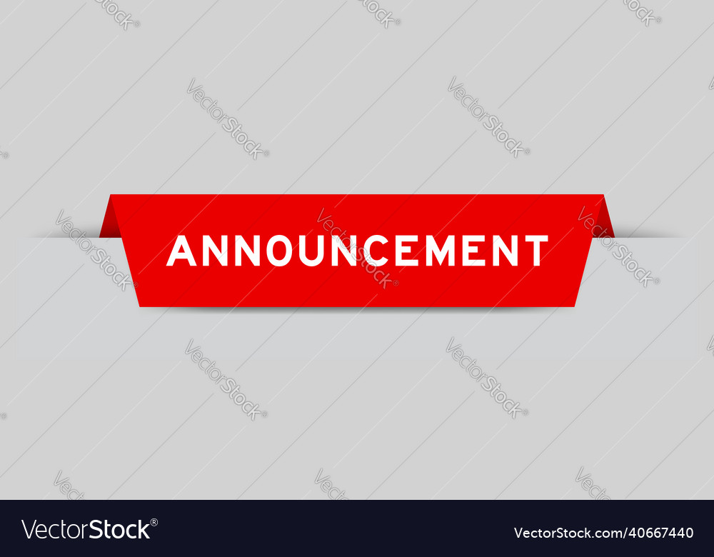 Red color inserted label with word announcement