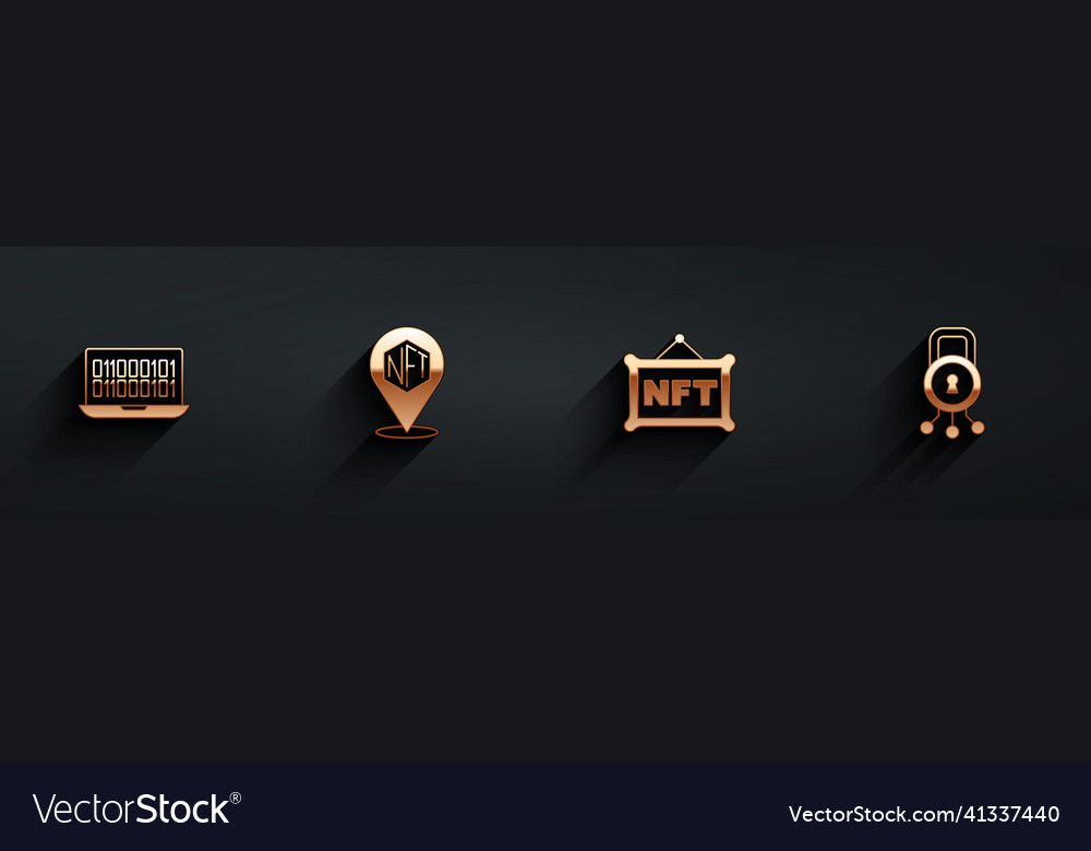 Set binary code nft digital crypto art and cyber Vector Image Set binary code nft digital crypto art and cyber