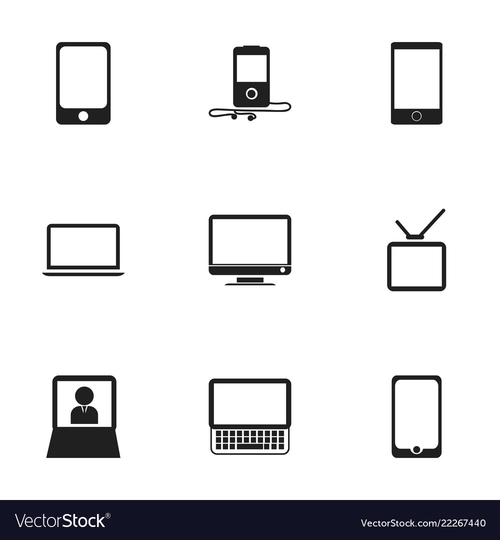 Set of 9 editable devices icons includes symbols vector image Set of 9 editable devices icons includes symbols