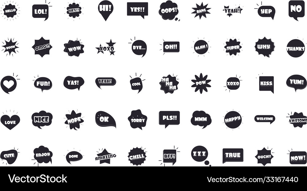 Slang bubbles different words and phrases in Vector Image