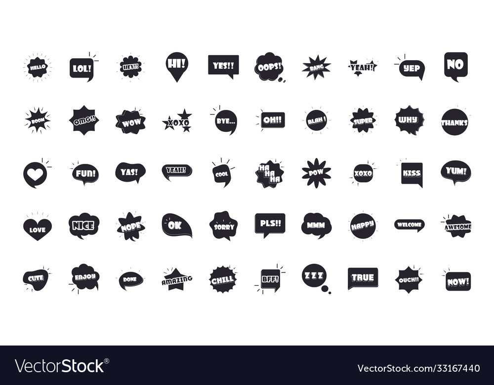 Slang bubbles different words and phrases