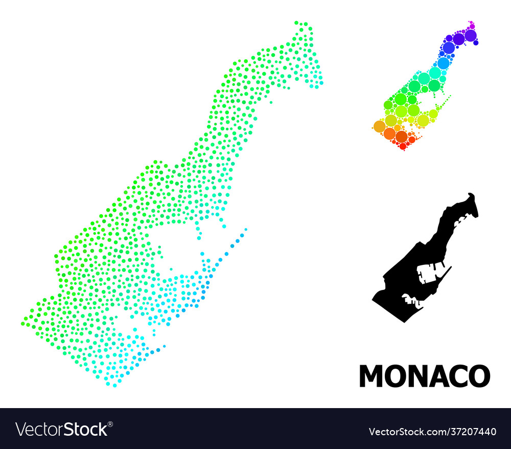 Spectrum gradient pixelated map monaco Vector Image Spectrum gradient pixelated map monaco