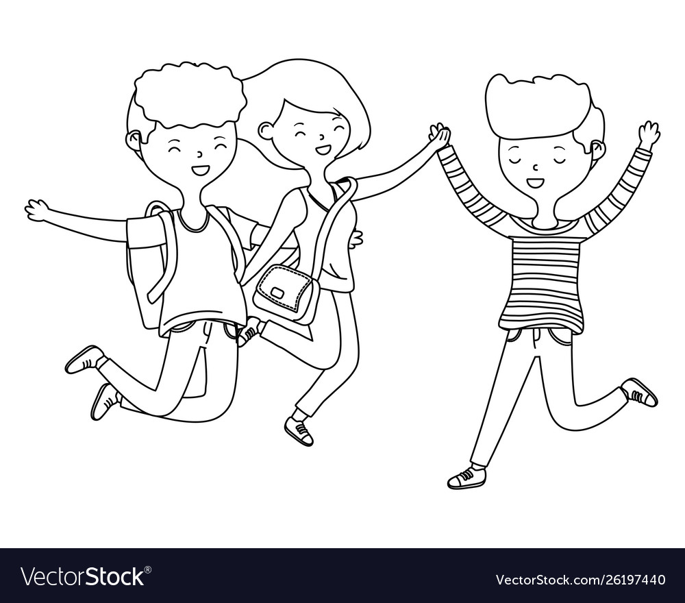 Teenager boys and girl cartoons design Royalty Free Vector