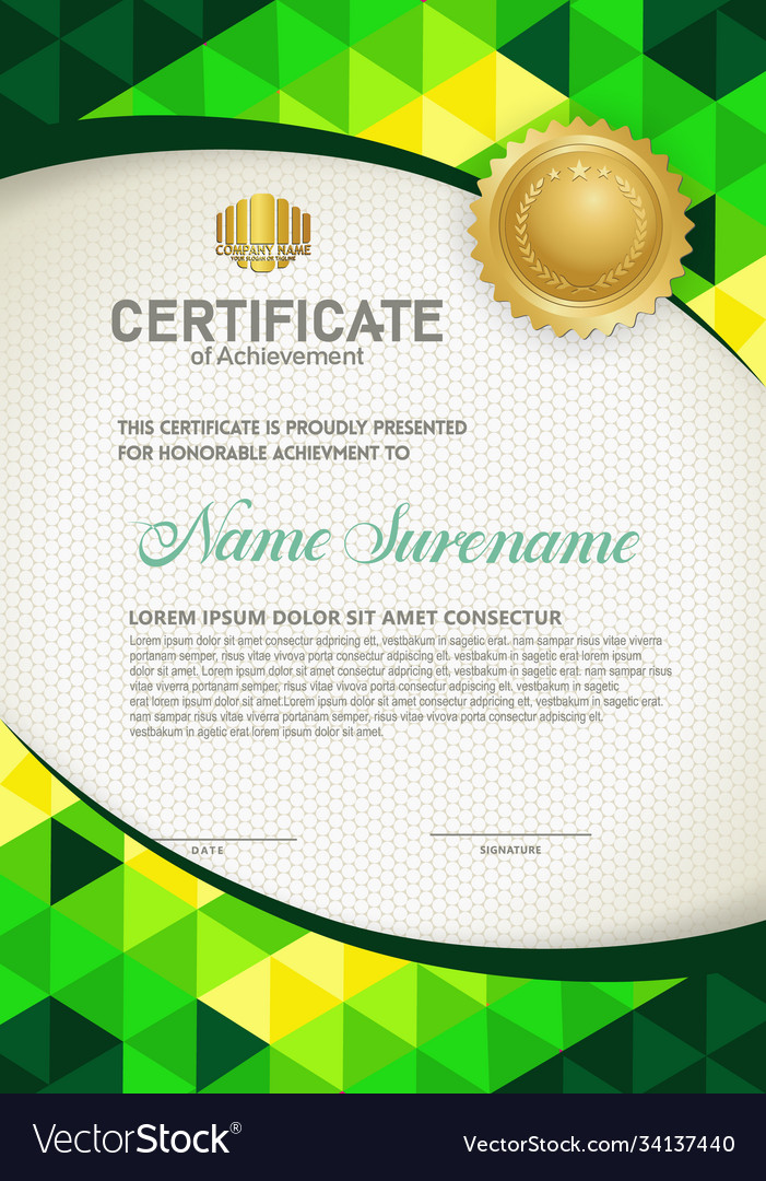 Vertical certificate template with triangle Vector Image