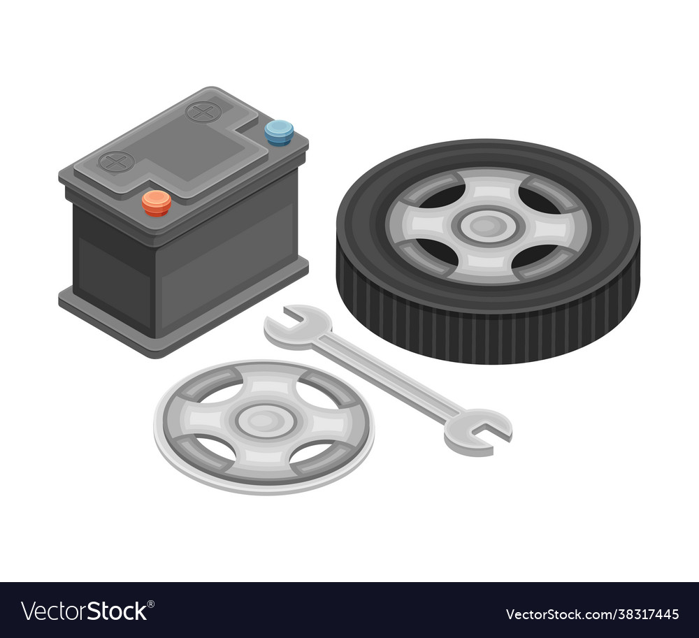 Car spare parts with tire or tyre wrench and ar