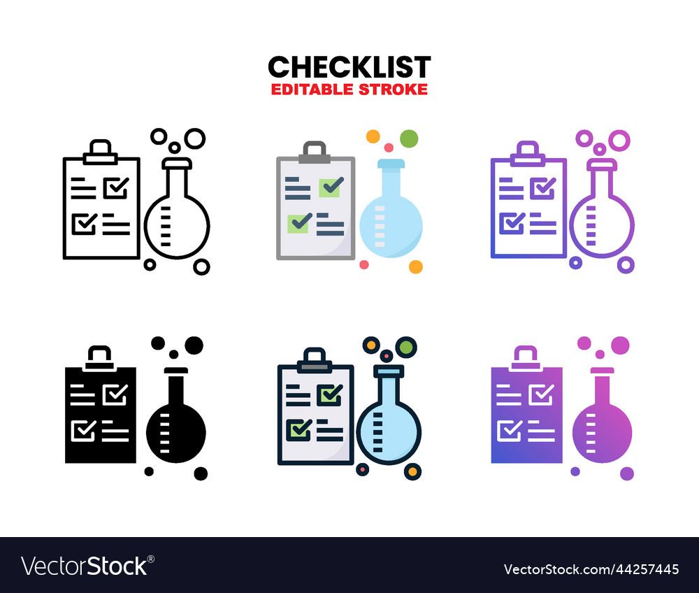 Checklist icon set with different styles