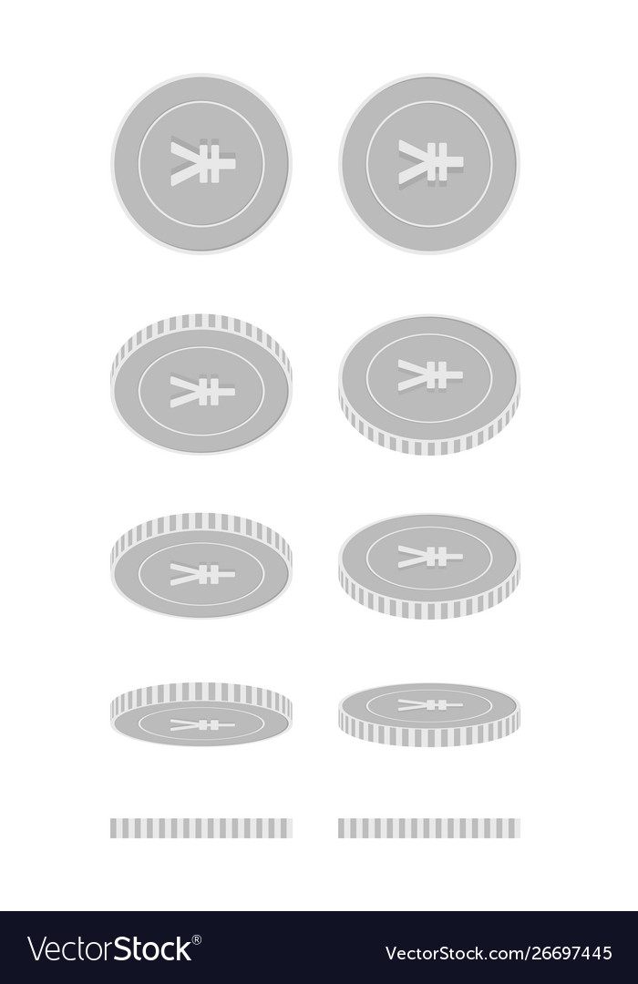 Chinese yuan rotating coins set animation ready