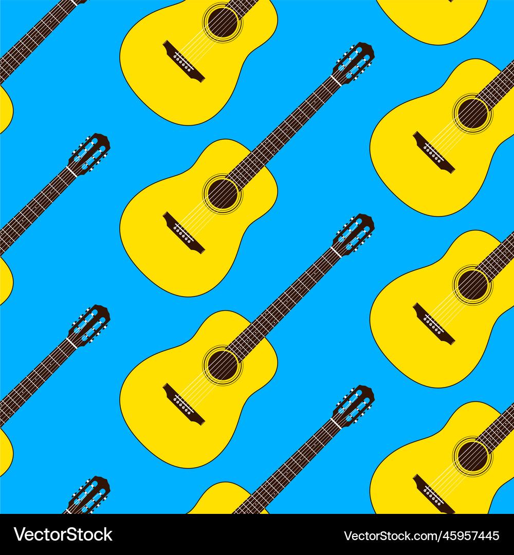 Classical guitars seamless pattern Royalty Free Vector Image