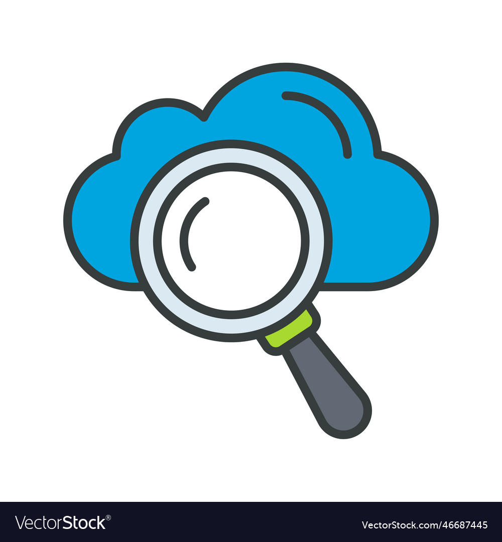 Cloud searching fill outline icons simple