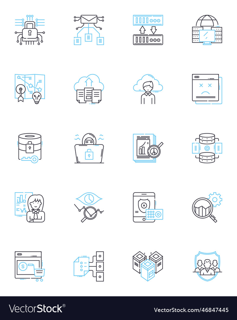 Deep data dives linear icons set analytics vector image Deep data dives linear icons set analytics
