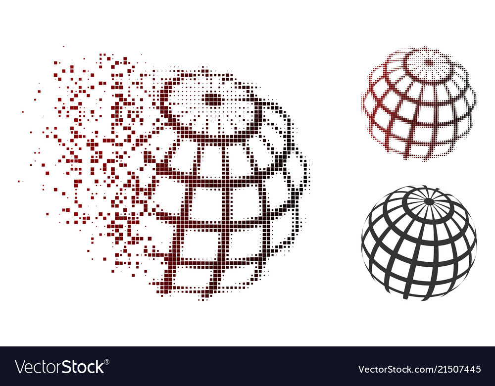 Destructed pixel halftone abstract sphere grid vector image Destructed pixel halftone abstract sphere grid