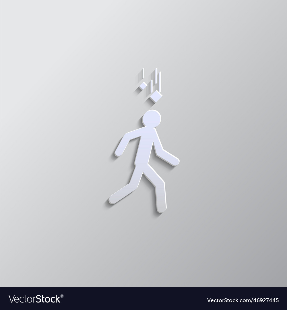 Falling object human accident paper style icon