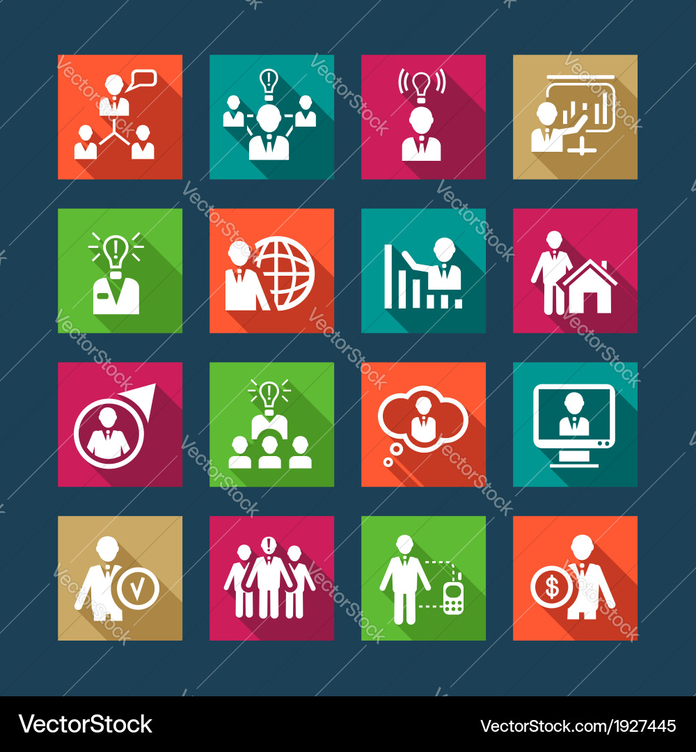 Flat human resources icons Royalty Free Vector Image