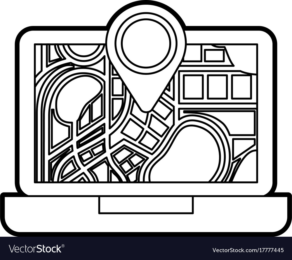 Laptop application technology navigation pin map