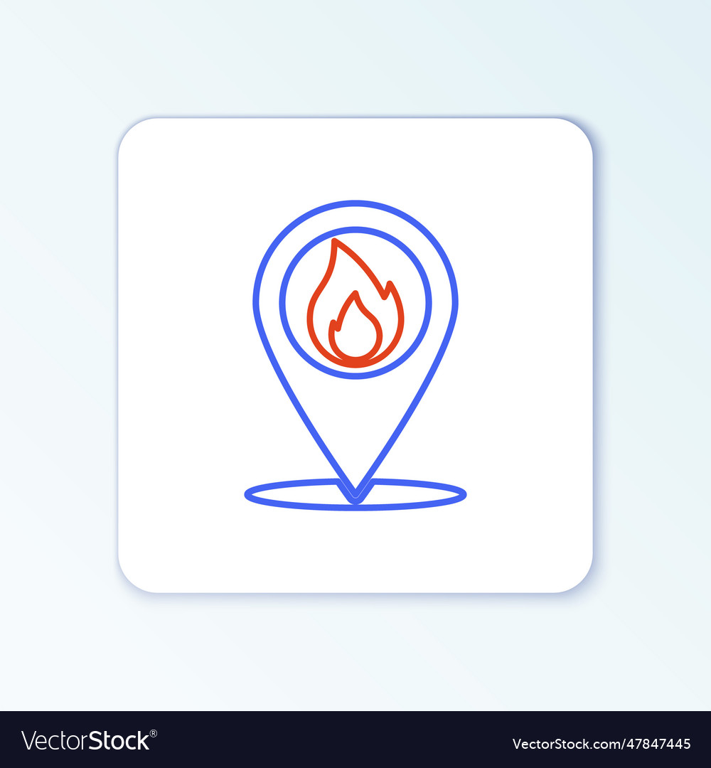 Line map pointer with fire flame icon isolated vector image Line map pointer with fire flame icon isolated