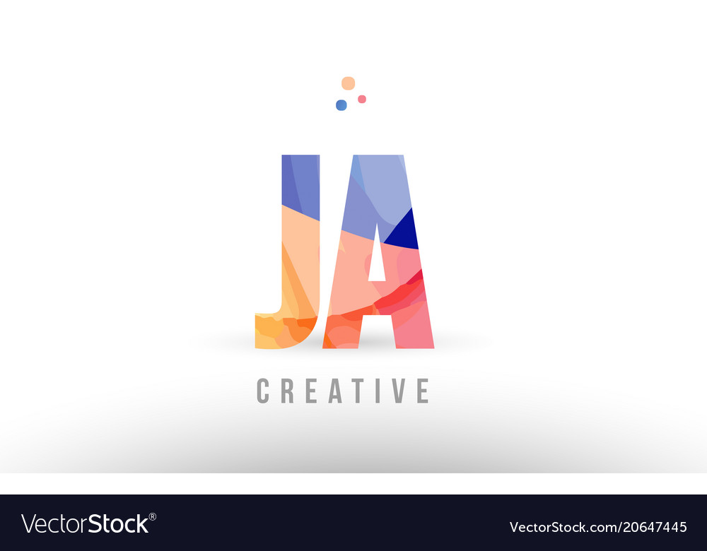 Orange blue alphabet letter ja j a logo icon