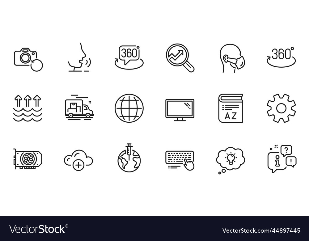 Outline set of computer keyboard 360 degree vector image Outline set of computer keyboard 360 degree