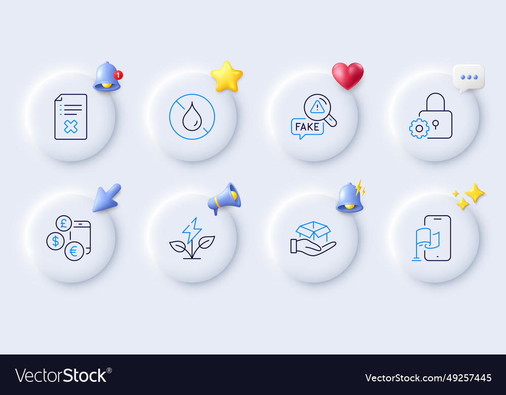 Reject file no waterproof and location app line vector image Reject file no waterproof and location app line