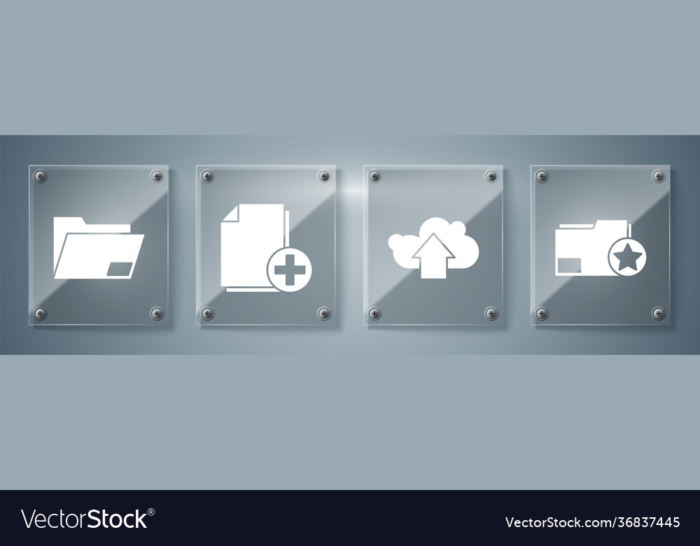 Set document folder with star cloud upload add vector image Set document folder with star cloud upload add