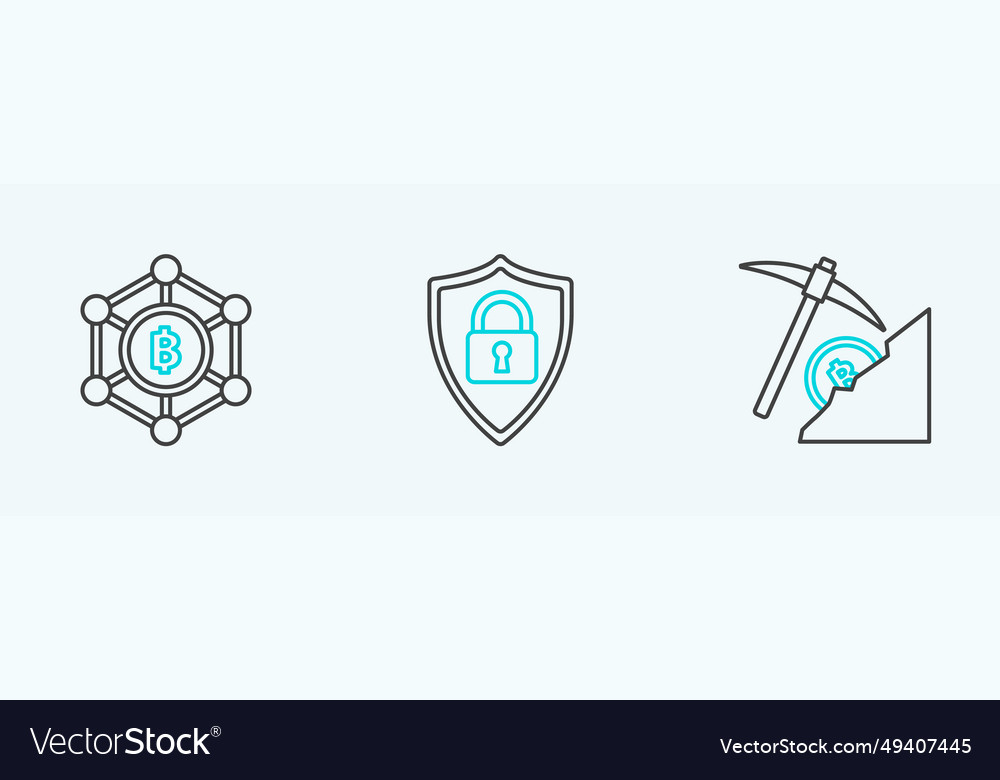 Set line cryptocurrency cloud mining blockchain vector image Set line cryptocurrency cloud mining blockchain