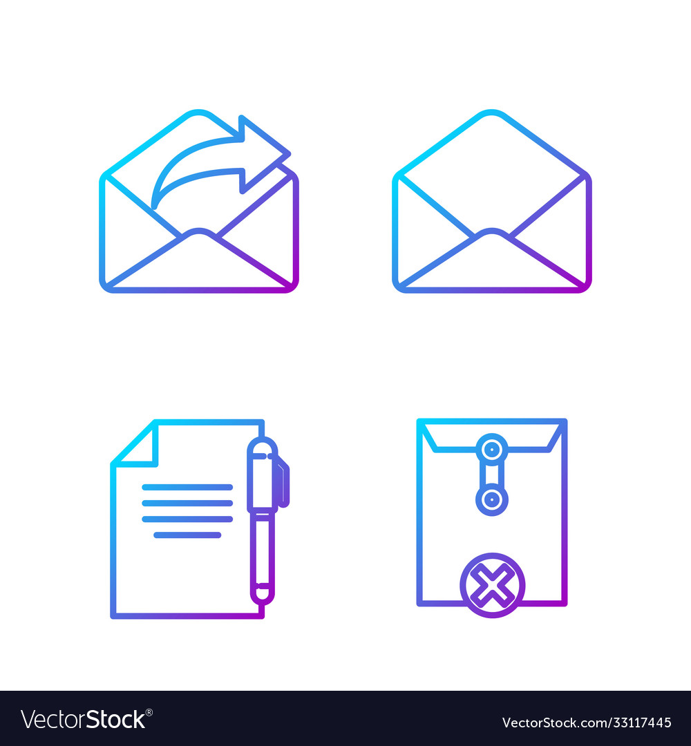 Set line delete envelope document and pen vector image Set line delete envelope document and pen