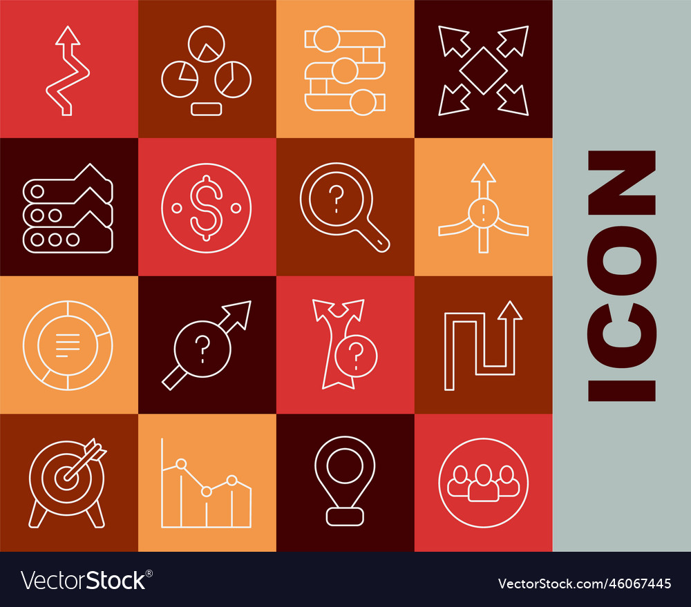 Set line project team base arrow graph chart vector image Set line project team base arrow graph chart