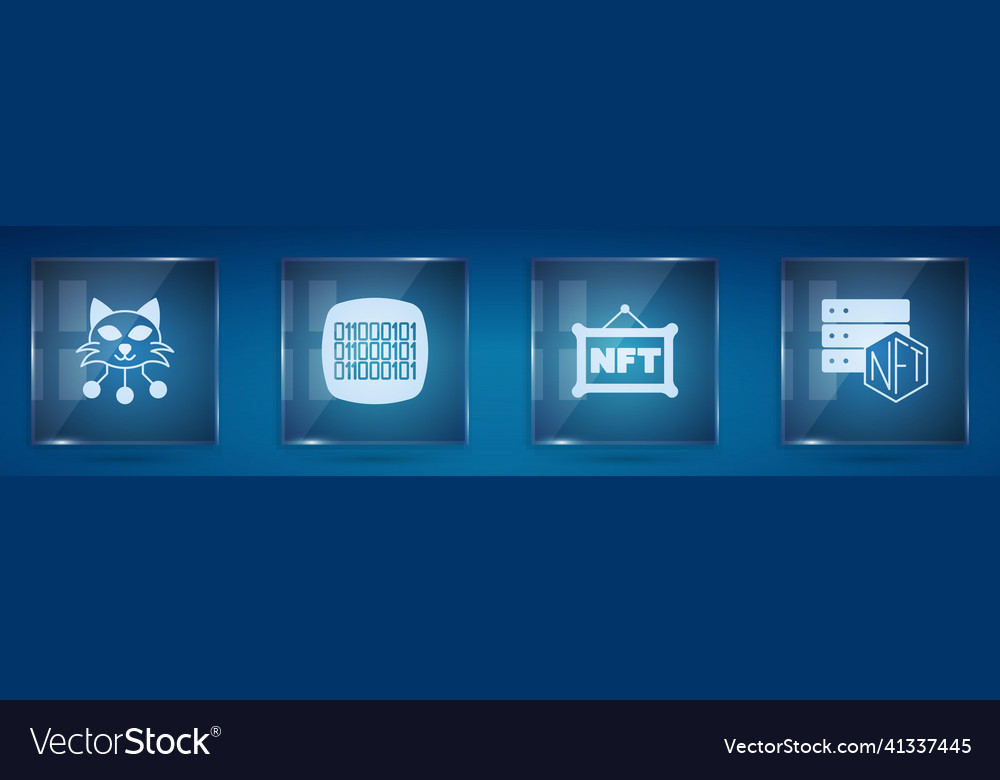 Set nft digital crypto art binary code vector image Set nft digital crypto art binary code