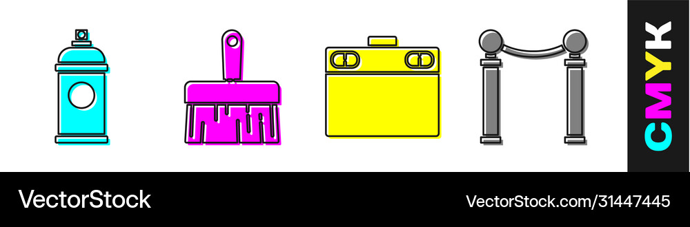 Set paint spray can paint brush graphic tablet Vector Image