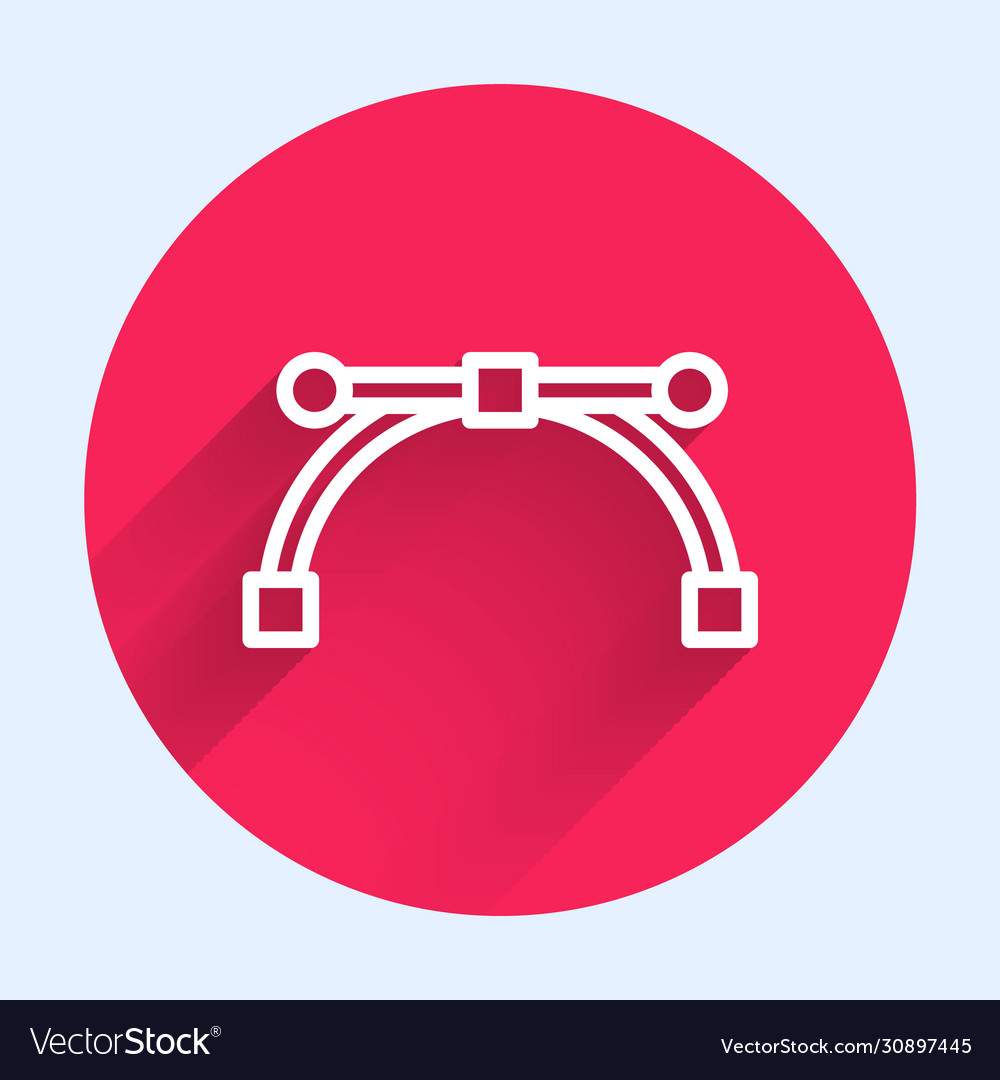 White line bezier curve icon isolated with long