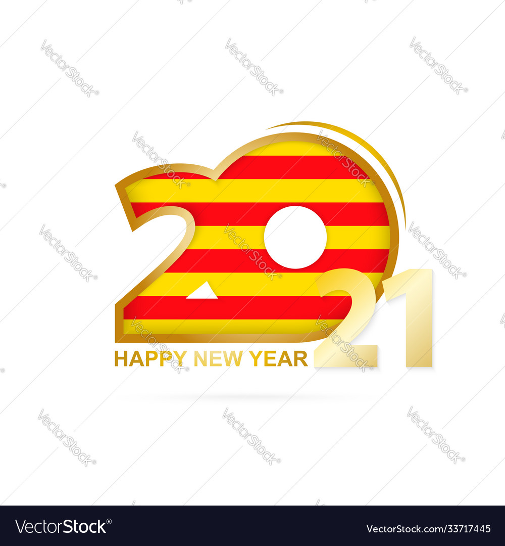 Year 2021 with catalonia flag pattern happy new Vector Image