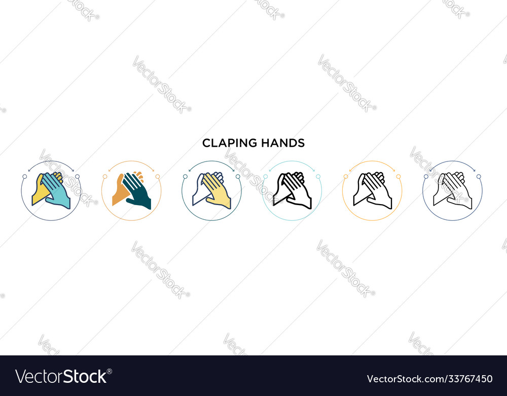 Claping hands icon in filled thin line outline