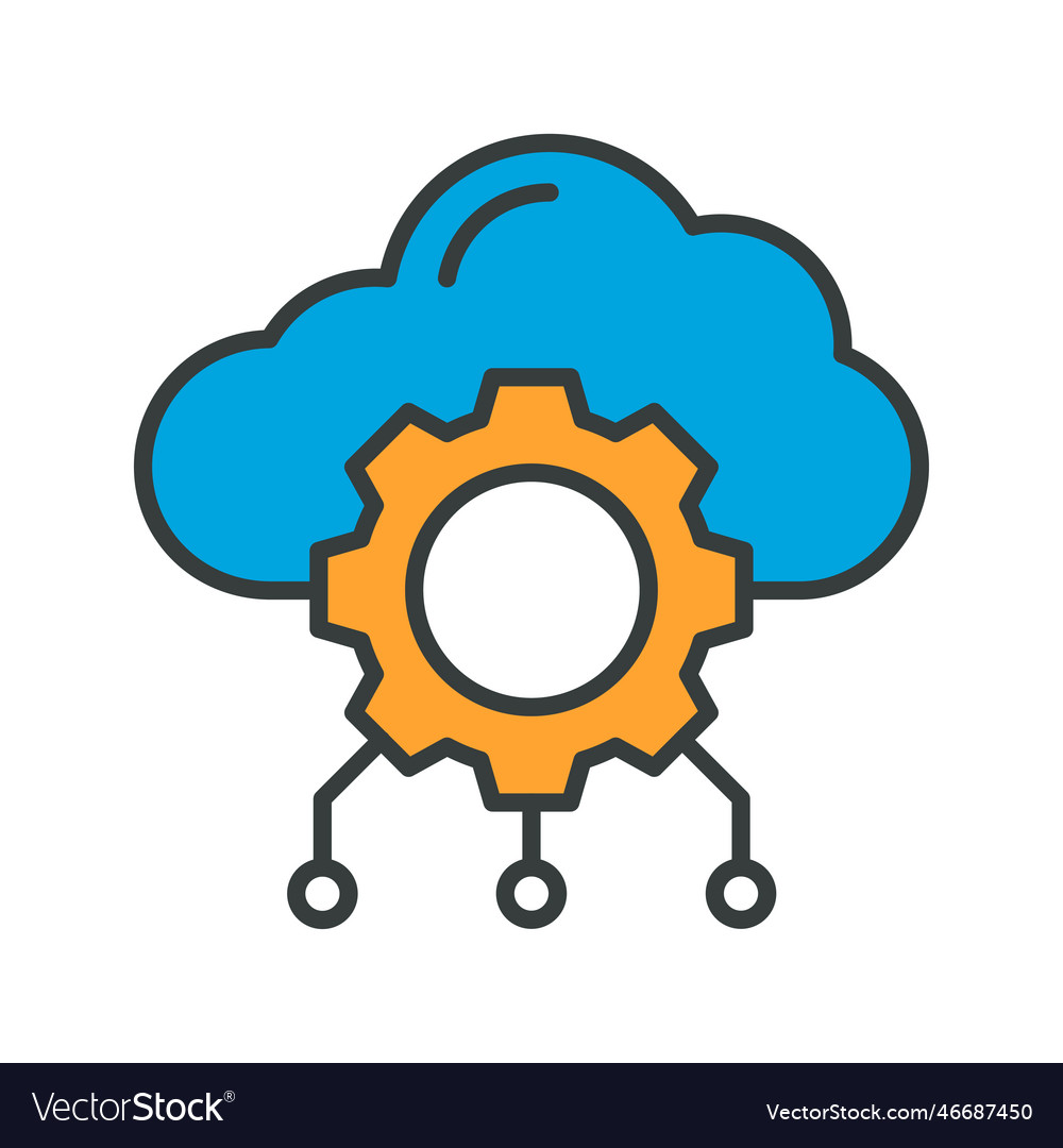 Cloud settings fill outline icons simple