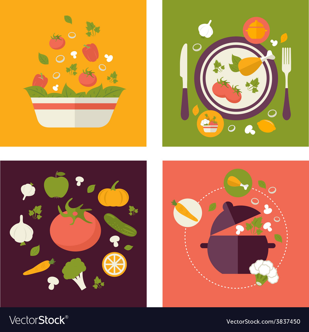 Colored fresh healthy food flat design with fruits